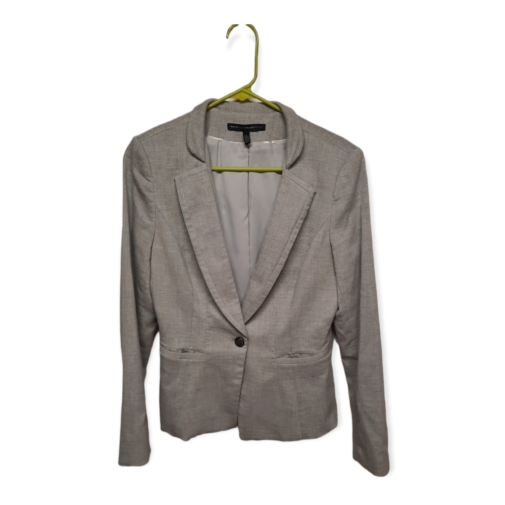White House Black Market Light Gray Single-Button Blazer